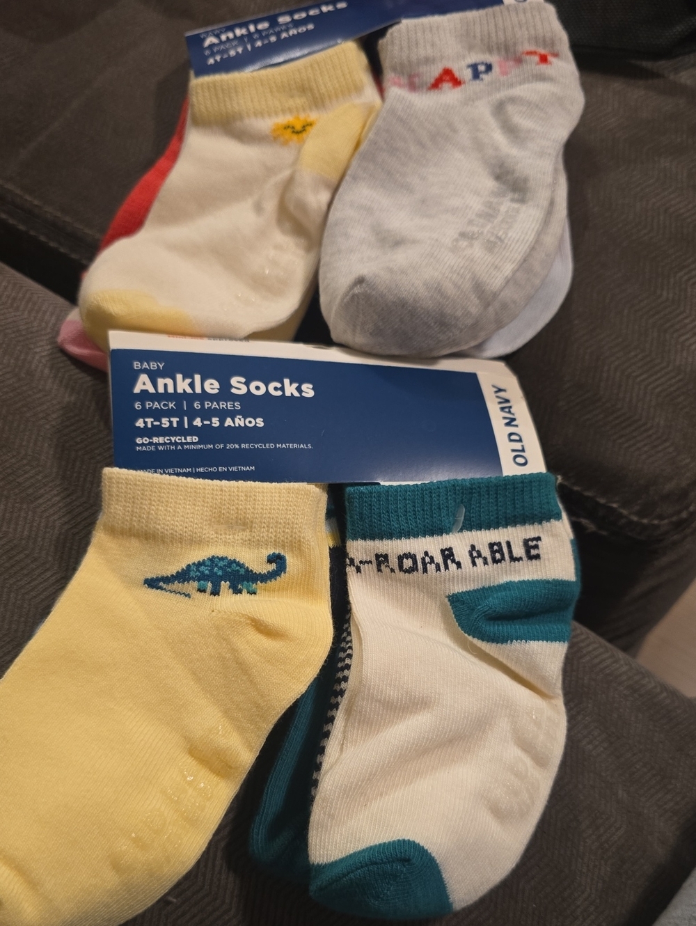Old Navy Baby Ankle Socks - Yellow, Teal & White Two (6-Pack)